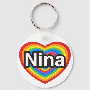 Chaveiro Eu amo Nina. Eu te amo, Nina. Coração