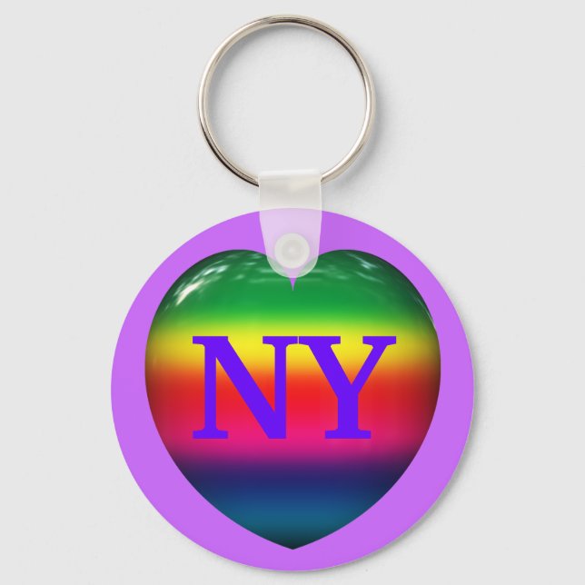 Chaveiro Eu Amo Nova York Rainbow Heart Keychain (Frente)
