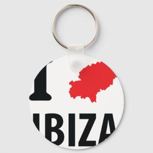 Chaveiro Eu amo o ícone do contorno de Ibiza