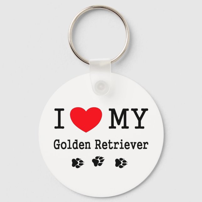 Chaveiro Eu Amo O Meu Ouro Retriever (Frente)