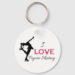 Chaveiro EU AMO o patinagem artística, os flocos de neve &