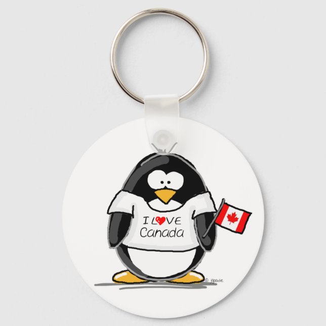 Chaveiro Eu amo o pinguim do Canadá (Frente)