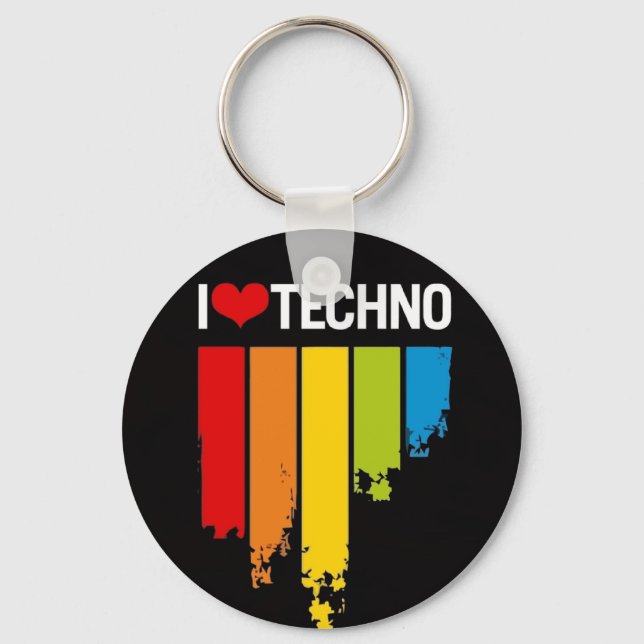 Chaveiro Eu amo o techno (Frente)