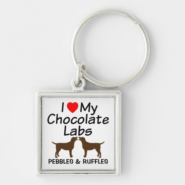Chaveiro Eu Amo Os Meus Dois Cachorros De Chocolate Chaveir (Frente)