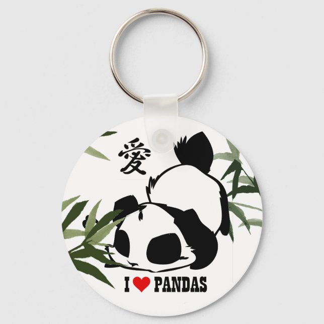 Chaveiro Eu Amo Pandas (Frente)