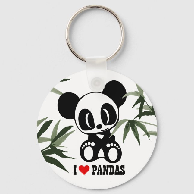 Chaveiro Eu Amo Pandas (Frente)