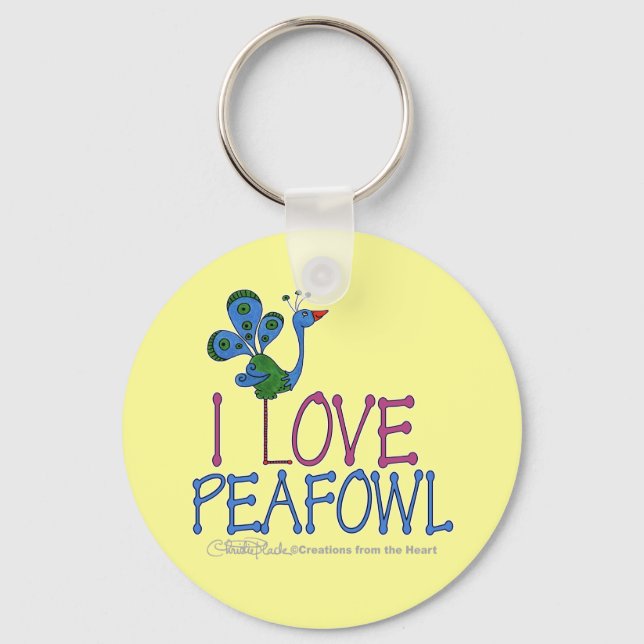 Chaveiro Eu Amo Peafowl (Frente)