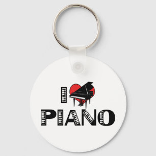 Chaveiro Eu Amo Pingente de Tecla de Piano