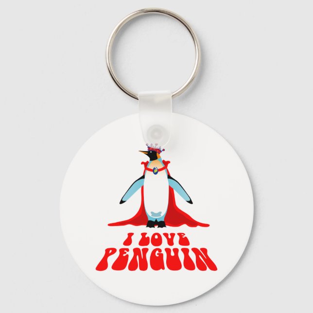 Chaveiro Eu Amo Pinguim (Frente)