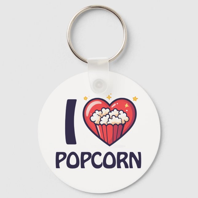 Chaveiro Eu amo Popcorn (Frente)