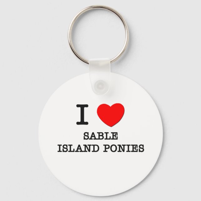 Chaveiro Eu Amo Pôs de Ilha Sable (Cavalos) (Frente)