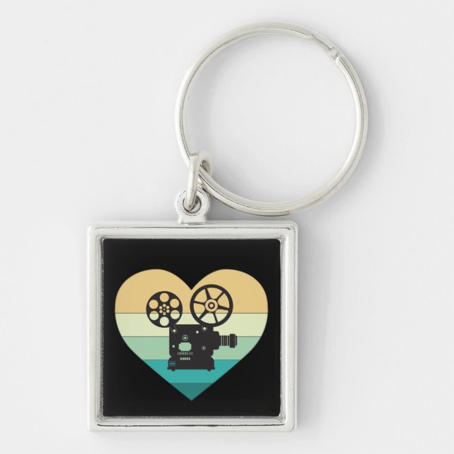 Chaveiro Eu Amo Projetor de Filme Retro do Cinema (Frente)