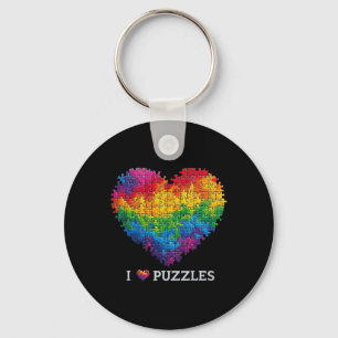 Chaveiro Eu Amo Puzzles Quebra-Cabeça Coração Arco-Íris Par