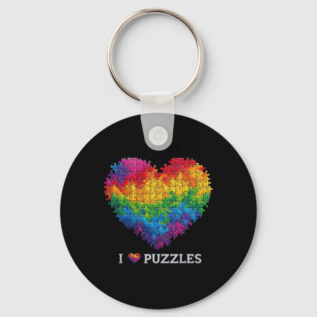 Chaveiro Eu Amo Puzzles Quebra-Cabeça Coração Arco-Íris Par (Frente)