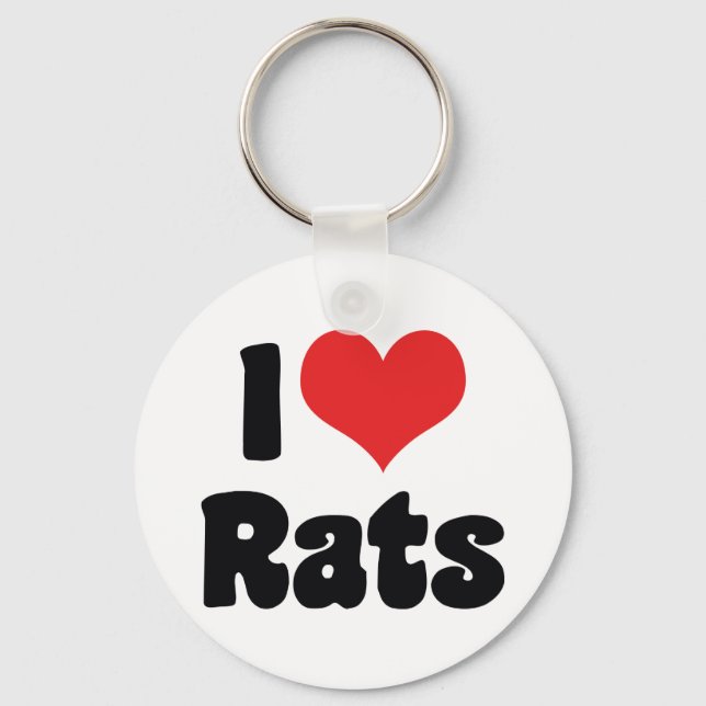 Chaveiro Eu Amo Ratos de Coração (Frente)