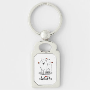 Chaveiro Eu amo Samoyeds - corações bonitinhos de cachorr