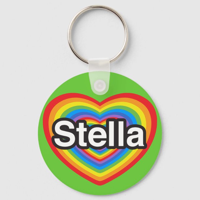 Chaveiro Eu amo Stella. Eu te amo Stella. Coração (Frente)