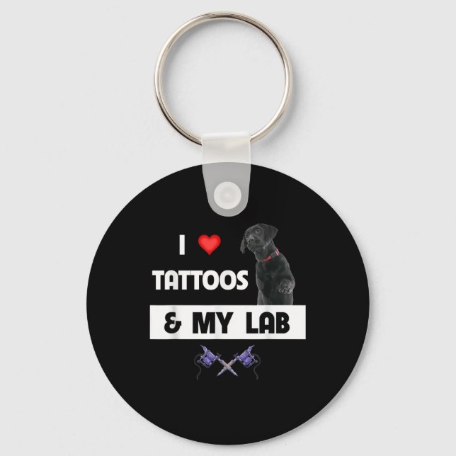 Chaveiro Eu Amo Tatuagens E Meu Cachorro Do Labrador Retrie (Frente)