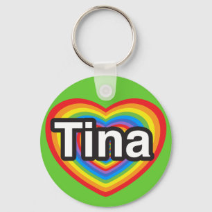Chaveiro Eu amo Tina. Eu te amo Tina. Coração