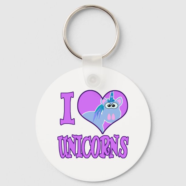 Chaveiro Eu amo unicórnios (Frente)