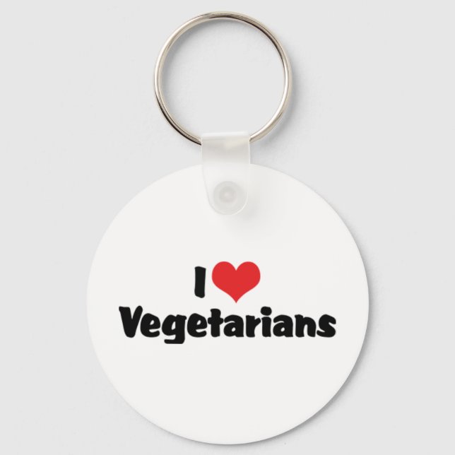 Chaveiro Eu Amo Vegetarianos Pingente de Chaves (Frente)
