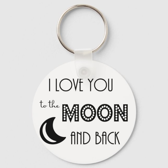 Chaveiro eu amo você da lua e de volta preto branco (Frente)
