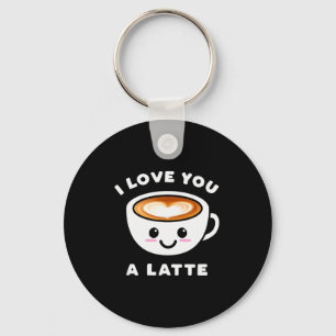 Chaveiro Eu Amo Você Um Latte Engraçado Coração de Café Fof