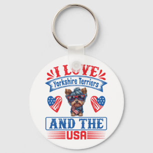 Chaveiro Eu amo Yorkshire Terriers e os EUA 01