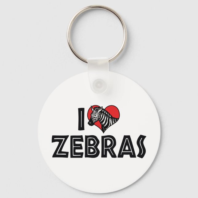 Chaveiro Eu Amo Zebras de Coração - Amante de Zebras (Frente)
