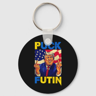 Chaveiro Eu Apoio o Meme da Ucrânia Trump Puck Futin Vintag