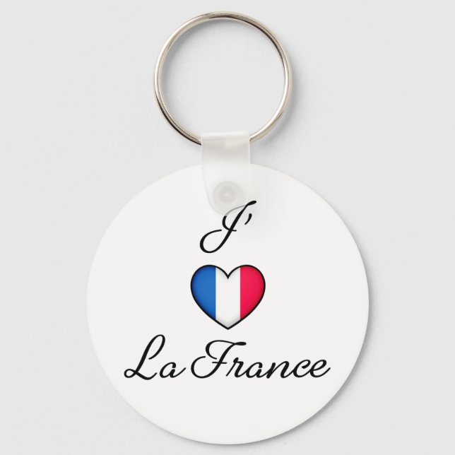 Chaveiro "Eu coração a França" Orgulho francês "J'adore La  (Frente)