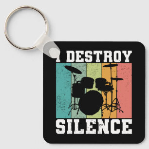 Chaveiro Eu Destruo Silêncio Vintage Drummer Retro