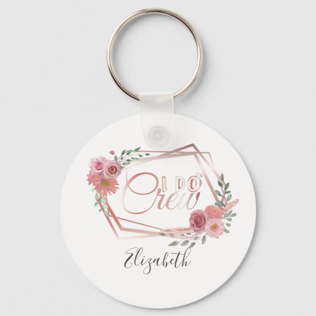Chaveiro Eu Faço Tripulação Cor-de-rosa Blush Flores Rosa V (Frente)