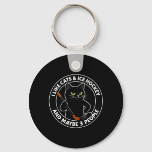 Chaveiro Eu Gosto de Gatos Hóquei no Gelo E Talvez 3 Pessoa