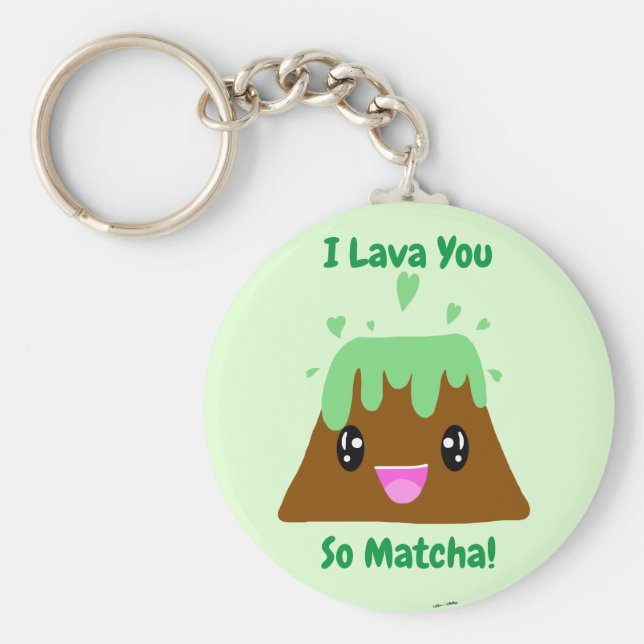 Chaveiro Eu Lava-Te Tão Matcha Kawaii Verde Bolo De Lava (Frente)