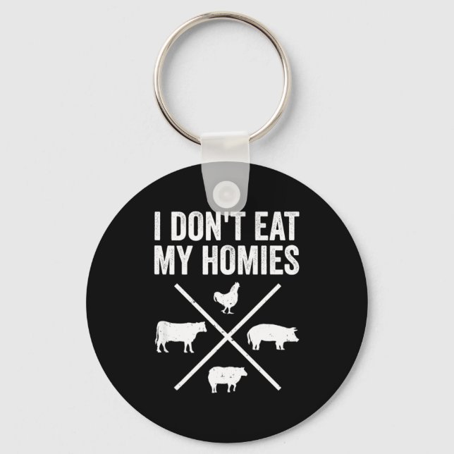 Chaveiro Eu Não Como Meus Amigos Engraçado Vegetariano  (Frente)