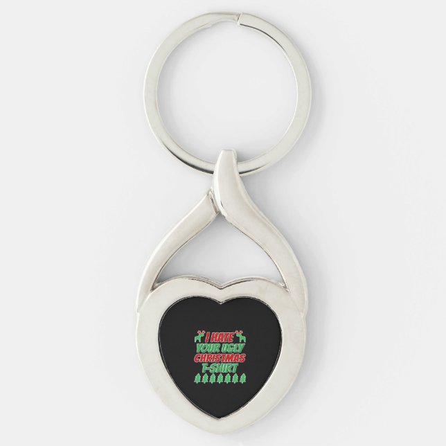 Chaveiro Eu odeio sua camiseta de Natal feia (Frente)