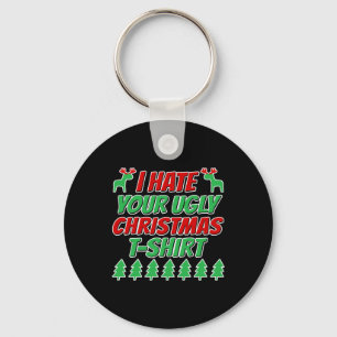 Chaveiro Eu odeio sua camiseta feia de Natal