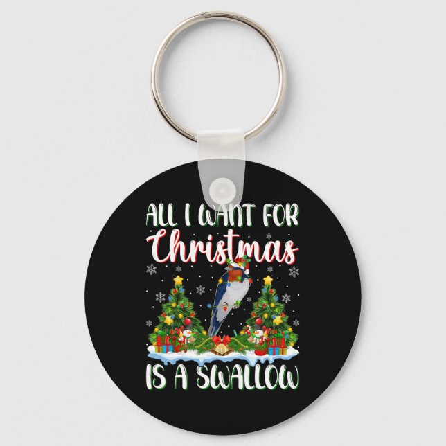 Chaveiro Eu Quero O Natal É Uma Árvore De Xmas De Pássaros  (Frente)