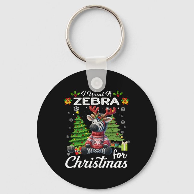 Chaveiro Eu Quero Um Zebra Para Os Presentes De Natal (Frente)
