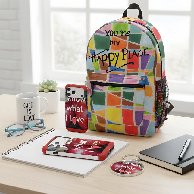 Chaveiro "Eu Sei O Que Eu Amo" - Design Apple Themed (Streamline your "Sacred Rhythm" with the ultimate coordinated set. From your phone to your backpack,)