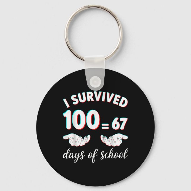 Chaveiro Eu Sobrevivi 100 Dias De Escola Engraçado 67 Meme  (Frente)