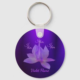 Chaveiro Eu Sou a Chama Violeta Com Lótus