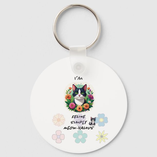 Chaveiro EU Sou FelINamente Meowvalioso .. amantes de gatos (Frente)