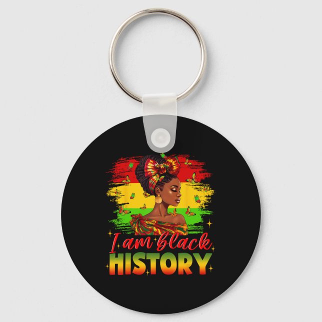 Chaveiro Eu Sou História Negra Juneteenth Afro-Americano Bl (Frente)