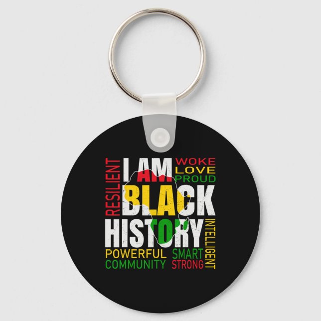 Chaveiro Eu Sou História Negra Mês da História Afro-America (Frente)
