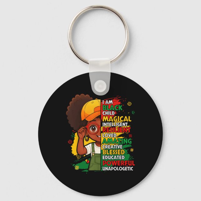 Chaveiro Eu Sou Mês da História da Criança Negra Afro-Ameri (Frente)