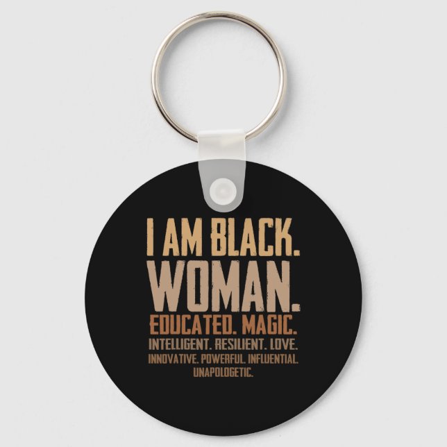 Chaveiro Eu Sou Mulher Negra Educada Magia Junenth Mês da H (Frente)