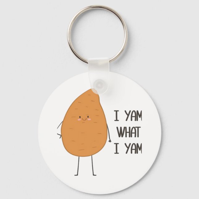 Chaveiro Eu Sou O Que Eu Sou! Yam Vegetable Pun Incrível (Frente)