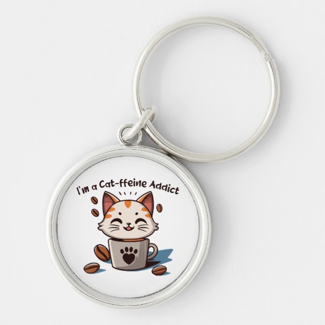 Chaveiro Eu sou um viciado em Cat-feína (Frente)
